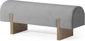 Maven Lane Juno Modern Wooden Upholstered Bench, Padded Seat for Kitchin Dining Room Table, Entryway Accent, or Window Seating in Refined Grey Finish