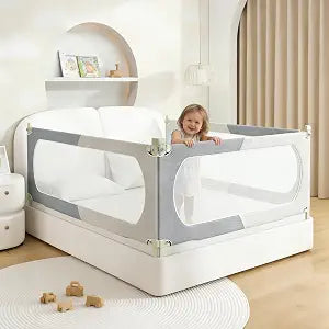 Bed Rail for Toddlers Queen Mattress Size Swing Down Side Rail Guard Rail for Kids