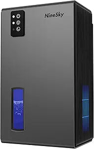 NineSky Dehumidifiers for Home, 1000 Sq.Ft Dehumidifier with 95oz Water Tank, Quiet Dehumidifier for Basement Bathroom Bedroom with 7-Color Ambient Light & Auto Shut Off, Grey