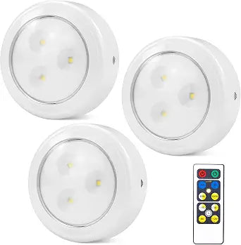 BIGMONAT 3PK Puck Lights with Remote, 70Lumen Battery Operated Under Cabinet Lights, 60 Hours Rum Tine Dimmable and Timmer Stick On Lights,Wireless Closet Light for Closet,Kitchen