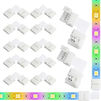 10PCS 4-Pin LED Strip Connectors 8mm Corner Light Connectors