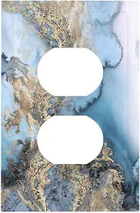 Decorative Outlet Covers Abstract Luxury Blue Gold Marble 1 Gang Duplex Light Switch Cover Plate Unique Wall Plates for Electrical Outlets Switch Plate Covers for Bedroom Home Decor