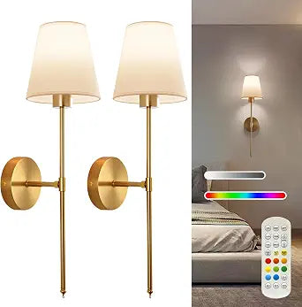 Set of 2 Battery - Operated Wall Sconces, Rechargeable Wireless Wall Lights