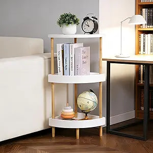 3-Tier Bamboo Corner Shelf - No Screws, Twist & Lock Assembly in 5 Mins, 5-Layer Lacquer Finish, Sturdy & Anti-Tip Design for Kitchen, Bathroom, Living Room, Easy to Clean