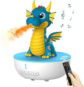 For dad,4 in 1 Cute Dragon Humidifier, Aromatherapy Diffuser with White Noise & Night Light, Remote Control Rain Humidifier, Ideal Gift for Dad, Grandma, Kids, Wife∩╝Father's Day Birthday(Blue)