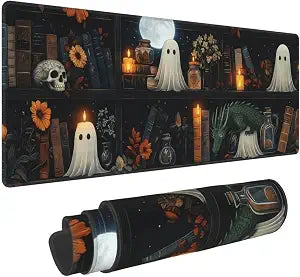 Gothic Library Large Gaming Mouse Pad, Long Extended Full Mouse Mat Desk Pad for Top Keyboard Table, Aesthetic Stitched XL Mousepad Gifts for Men and Women Office Decor, 31.5 * 11.8 in