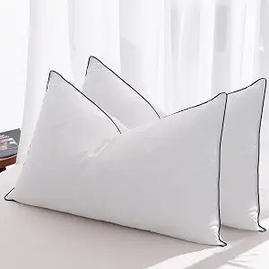 Feather Down Pillows Queen Size Set of 2, Luxury Hotel Collection Bed Pillow 2 Pack, Airyfil Powered Fillings & Feathers PillowFluffy Plush for Side Sleepers, Medium Firm, 20x30 in.
