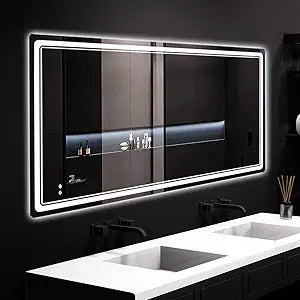 HOMECOOKIN Led Mirror for Bathroom, 27 x 48 Inch Frontlit + Backlit Bathroom Vanity Mirror with Lights Adjustable 3 Colors, Anti-Fog, Tempered Glass, Shatter-Proof, Horizontal & Vertical