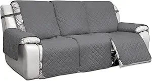 PureFit Water Resistant Reversible Sofa Covers for Reclining Sofa - Non Slip Split Recliner Couch Cover for 3 Cushion Couch, Washable Furniture Protector for Kid, Dog (3 Seat, Gray/Light Gray)