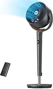 DREO Fan for Bedroom, 120┬░ Oscillating Standing Fans, Quiet Floor Fan with DC Motor, 100ft Pedestal Fans for Room, 9 Speeds, 4 modes, 20dB, 120┬░ Manual Vertical, 37-42" Adjustable Height, 9H Timer