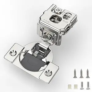 FURNIWARE 20 Pieces Soft Closing Cabinet Hinges, 1-1/4 inch Overlay Cabinet Hardware Hinges Nickel Plated- 105 Degree
