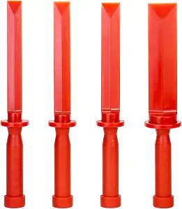 QWORK Plastic Chisel Scraper Set, 3/4", 7/8", 1", 1-1/2" Chemical Resistant Scraper Tool, No-marring Plastic Chisel Set for Removes Debris, Adhesives, Film, Paint