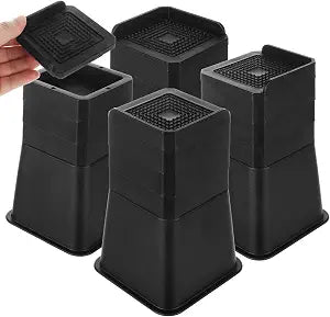 YAYODS 4 Pack Bed Risers Heavy Duty 3, 4, 5, 6, 7inch Adjustable Furniture Risers L Shape Bed Lifts Risers for Couch, Sofa, Desk, Cabinet Legs(Black, 20pcs)