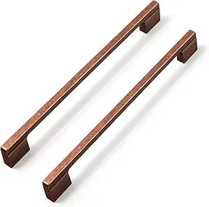 Goo-Ki 6-Park Antique Copper Drawer Handles 7-1/2 in (192mm) and 8-4/5 in (224mm) Hole Centers Straight Bar Pull,Antique Copper Solid Cabinet Pulls for Kitchen Cabinets and Dresser Drawers 1816-AC-192