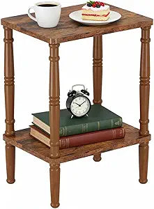 LUCKNOCK Small Side Table for Small Spaces, Vintage End Table, Narrow Couch Side Table with Storage, Skinny Nightstand Bedside Table for Bedroom, Living Room, Farmhouse, No-Tool Assembly, Rustic Brown