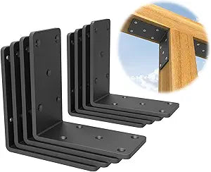 5x5x2.5 Heavy Duty Angle Bracket (8PCS) L Bracket for Shelves Fence Pergola Post Wood90 Degree Corner Brace for Floating Shelf Countertop Support