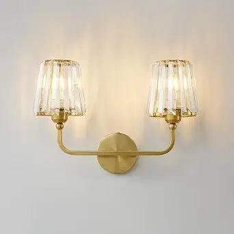 Bathroom Light Fixtures, Modern Vanity Light with Crystal Glass Shade, 3-Light Lighting Fixtures Over Mirror, Wall Light Lamp E26 Socket Vanity Light for Bathroom, Powder Room, Hallway