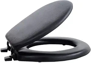 Soft Standard Vinyl Toilet Seat, Black, 17 in