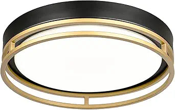 12.5 Inch LED Flush Mount Ceiling Light Fixture, 26W, Super Bright 1700 Lumens, 3 Color 3000K/4000K/5000K, Dimmable Ceiling Lamp for Bedroom Hallway Bathroom Kitchen Laundry (Black Gold)