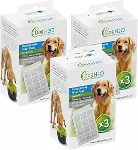 & Cat H2O Replacement Water Softening Filter Pads 9 Count (3 Pack x3) | Compatible with Dog & Cat Water Fountain Models | Sponge, Activated Carbon & Water Softening Resin