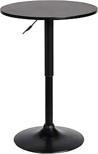 Armen Living Bentley Height Adjustable Swivel Pub Table with Black Wood Finish and Black Base