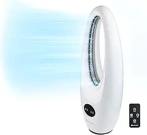 Comfort Zone 28-Inch Oscillating Bladeless Tower Fan with Remote Control, 3 Speeds, 70┬░ Oscillation, Portable Tower Fan with 9-Hour Timer & LED Display Γ Ideal for Home, Bedroom, Dorm, or Office