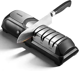 Kitchen Professional Electric Knife Sharpener: 3-Stage 100% Diamond Abrasives Knife Sharpeners with 15 Precision Angle Electric Steel Sharpening Tool to Restore/Polish Chef Knives
