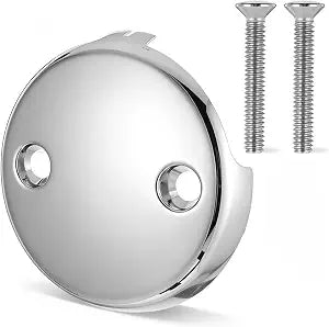 Tub Overflow Cover 3-1/8" Two-Hole Bathtub Overflow Drain Cover Stainless Steel Bathtub Drain Overflows Plate Bathtubs Drains Stopper with Two Matching Screws Fits Most Standard Bathroom Tub