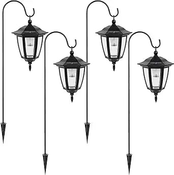 34 Inch Hanging Solar Lights, Shepherd Hook Lights with 2 Shepherd Hooks Waterproof Outdoor Decorative Solar Lantern Lights for Garden Decor, Patio, Backyard, Pathway, 4 Pack
