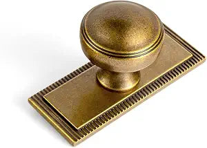 Goo-Ki 6 Pack Antique Brass Cabinet Knobs with Backplate Zinc Alloy Hardware - Vintage Brass Drawer Knob Single Hole Kitchen Cabinet Pulls with Spacer/Backboard