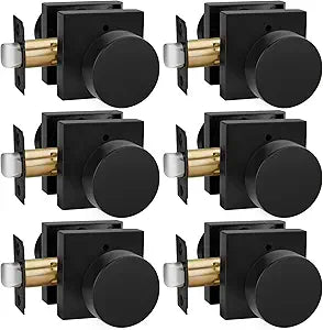 Goldenwarm Privacy Black Door Knobs Interior, Zinc-Alloy Heavy Duty Matte Black Door Knobs Bedroom, Contemporary Interior Door Knob Privacy (6 Pack)