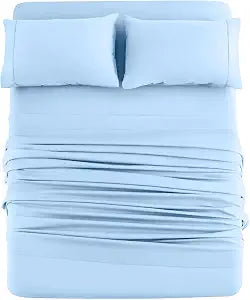 Mohap Bed Sheet Set 4 Pieces Double Brushed Microfiber 1800 - Breathable All Season Luxury Soft Bedding - Full Light Blue