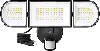 150W Plug in Motion Flood Lights Outdoor, 15000LM LED Motion Sensor Outdoor Lights Dusk to Dawn, Security Floodlights Waterproof IP65, Exterior Lighting for Outside, House, Garage