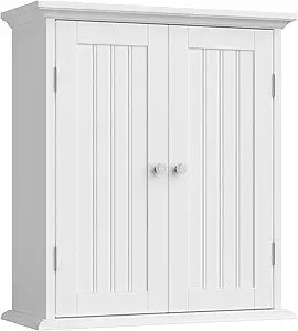 ChooChoo Bathroom Wall Cabinet, Over The Toilet Space Saver Storage Cabinet, Medicine Cabinet with 2 Door and Adjustable Shelves, Cupboard