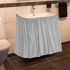 Lyreh Sink Skirt for Bathroom, 32.7x55.1in Polyester Decorative Sink Curtain Bathroom Waterproof Under Skirt Curtain Practical Accessories Supplies for Kitchen Laundry Room Decor (Grey)