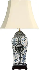Red Lantern 26" Floral Blue & White Vase Lamp