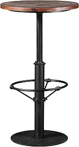 LOKKHAN 42" Tall Rustic Industrial Bar Table 19.68" Dia Round Wooden Top Metal Frame Height Fixed Standing Pub Dining Room Bistro Cocktail Table, Black & Brown