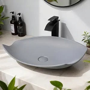 Stone Resin Vessel Sink 2114 Inch Irregular Rectangular Bathroom Countertop Sink, Grey Bowl Sinks with Drain(No Faucet Included)