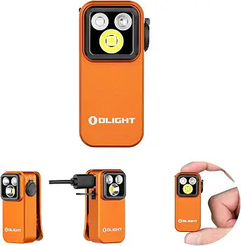 OLIGHT Oclip Pro S Rechargeable EDC Clip-on Flashlight, Orange