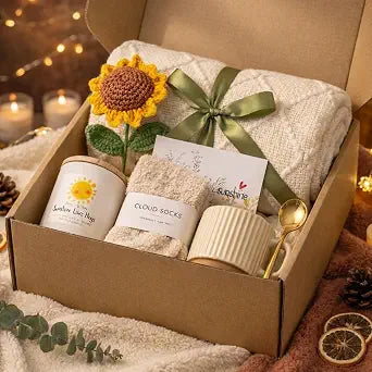 Gift Baskets for Women  Sending Sunshine Sunflower Self Care Gift Set for Women, Unique Birthday & Thinking of You Gifts for Best Friend, Mom, Sister, Get Well Soon Cheer Up Care Package