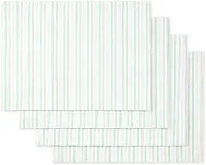 Martha Stewart Daisy Stripe Placemat Set 4-Pack, Green, 13"x17.5"