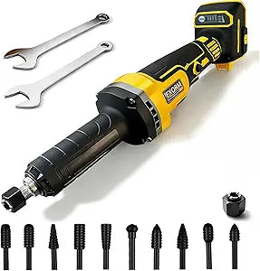 Upgraded Cordless Die Grinder, Compatible with Dewalt 20V MAX Battery, 26000 RPM Brushless Electric Die Grinder with 1/4" Chuck & 10pcs 1/4" Wood Drill Bits for Drilling, Cutting(Battery Not Included)