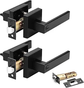 Probrico 2 Pack Privacy Door Handles,Heavy Duty Matte Black Door Lever Hardware,Keyless Interior Door Knob Lockset for Bedroom Bathroom