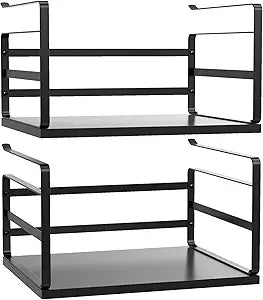 2 Pack Large Under Shelf Basket, Black Undershelf Storage Basket, Heavy Duty Slide-in Hanging Storage Basket, Metal Under Cabinet Organizer for Kitchen, Pantry, Desk, Bookshelf, Cabinet