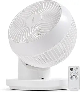 IRIS USA WOOZOO Air Circulator Fan with Remote, 360┬░ Oscillation, 3 Speeds, 75ft Max Air Distance, Quiet Motor, Small Fan for Bedroom, Office, Dorm, White