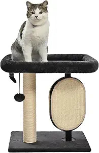 Amazon Basics Single-Platform Cat Tree with Scratching Post and Pad for Indoor Cats, 15.7 x 11.8 x 18.5'', Gray