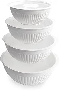 Nordic Ware Prep and Serve Mixing Bowls Set, 8-Piece, Glacier White