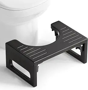 AmazerBath 7 Inches Bamboo Toilet Stool, Foldable Squat Potty Stool for Adults, Non-Slip Poop Stools for Bathroom, 0.79" Thickness Pooping Step Foot Stools for Kids, Black