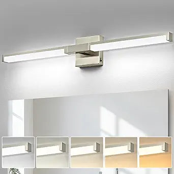 OKELI 32 Inch Bathroom Light Fixtures, Modern Brushed Nickel Vanity Light Over Mirror for Bathroom, 16W 5CCT Diammable Bar Wall Light