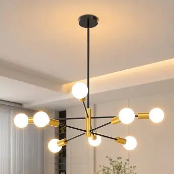 8 Light Sputnik Chandelier, Mid Century Modern Adjustable Ceiling Fixture